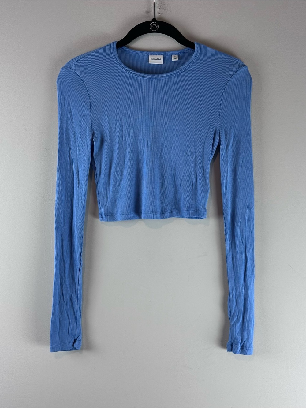 Sunday Best Long Sleeve Blue Crop Top Size S